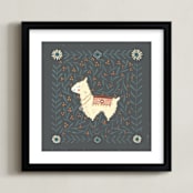 "I Love llamas " - Art Print in Charcoal by Ash Sta. Teresa - Framed