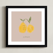 "Nursery Childrens Fruit Art" - Art Print in Dusty Rose by Nancy Noreth - Framed