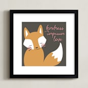 "kind fox" - Art Print in charcoal by peetie design - Framed