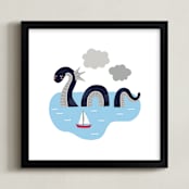"Loch Ness" - Art Print in Deep Ocean by Katie Zimpel - Framed