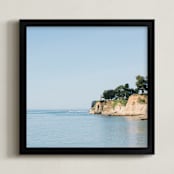 "Cliffs" - Art Print in ocean bue by Janel Galvez - Framed