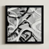 "Monochrome Swirls" - Art Print in Grey by Camille Pietrow - Framed