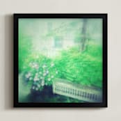 "Painterly Green & Pink Nature Scene" - Art Print in Green Loves Pink by Andy Mars - Framed