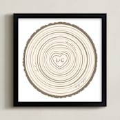 "Family Tree Rings" - Personalized Art Print in Bark by Jessie Steury - Framed