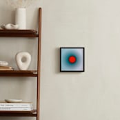 "Sun in the dust. Variations 7" - Art Print in Red Dot over White and Blue by Arash Fattahi Acosta - In a Room