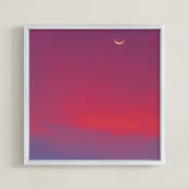 "Crescent Moon and Purple Skies" - Art Print in Elegant Purple by James Derit - Framed