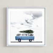 "Christmas in Jupiter" - Art Print in Christmas Blue by Maja Cunningham - Framed