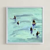 "Waiting, Malibu 2012" - Art Print in Ocean Blue by Annie Seaton - Framed