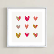 "Heart Party" - Art Print in Tart by Shari Margolin - Framed
