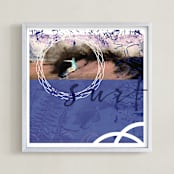 "Surfing Blues" - Art Print in Abyss Blue by Aimee Siberon - Framed