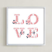 " Love Everywhere" - Art Print in Red by Mansi Verma - Framed