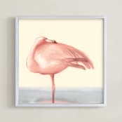 "Soft Hued Flamingo" - Art Print in Tropics by Tracy Ann - Framed