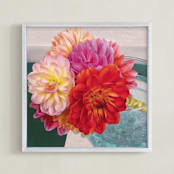 "Bridal Bouquet Dahlias" - Art Print in Pastel Bridal by A MAZ Design - Framed