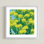 "Yellow and Green Flowers" - Art Print in Cheerful Yellow by Mariecor Agravante - Framed