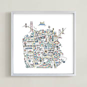 "San Francisco Sketch" - Art Print in Rainbow by Jessie Steury - Framed