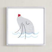 "Sweet Sea Lion" - Art Print in Grey by Jessie Steury - Framed