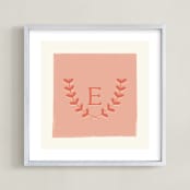 "Laurel" - Personalized Art Print in Coral by Kim Dietrich Elam - Framed