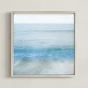 "Standing by the ocean, dreaming" - Art Print in Ocean Blue by Jacquelyn Sloane Siklos - Framed