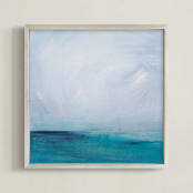 "Distant Island Pier" - Art Print in Soft Water by Julia Contacessi - Framed