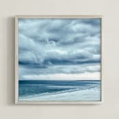 "Blue Beach Storm" - Art Print in Blue by Mary Ann Glynn-Tusa - Framed