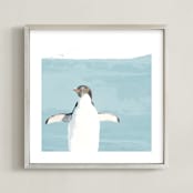 "Naked Penguin" - Art Print in Glacier by Michelle Poe - Framed