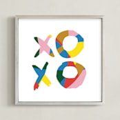"xoxo - be bright" - Art Print in Mid Century Rainbow by Christina Flowers - Framed
