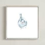 "Blushing Bird 3" - Art Print in light blue by Renee Anne Bouffard-McManus - Framed