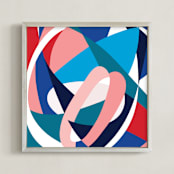 "Thrill ing" - Art Print in electric blue by Christina Flowers - Framed