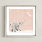 "Moon Balloon Too" - Art Print in Blush moon by Maja Cunningham - Framed