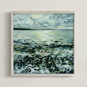 "Silver and Gold" - Art Print in Seattle Gray by Kelly Johnston - Framed