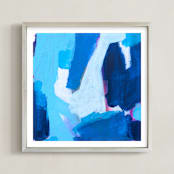"Play Date I" - Art Print in Cornflower Blue by Natalie Baca - Framed