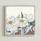 "Whispers of Grace" - Art Print in Tranquil Blue by Rushmi - Framed