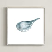 "Blushing Bird 1" - Art Print in light blue by Renee Anne Bouffard-McManus - Framed