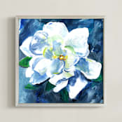 "Gardenia in Blue" - Art Print in Garden Blue by Jenny Partrite - Framed