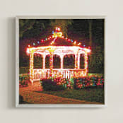 "Christmas Gazebo" - Art Print in Yuletide Red by Mariecor Agravante - Framed