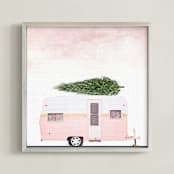 "Cotton Candy Christmas" - Art Print in Cotton candy pink by Maja Cunningham - Framed