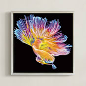 "Betta World" - Art Print in Sunburst Yellow Gold by Mariecor Agravante - Framed