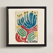 "Magical Plants N.2" - Art Print in Brick Red by Catilustre - Framed Canvas