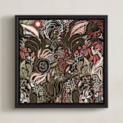 "Fleuanthia Sanctuary" - Art Print in Twilight Verdure by Black Botanic - Framed Canvas