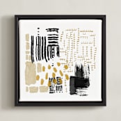 "Abstracted" - Art Print in Yellow Ochre by Tanya Lee Design - Framed Canvas