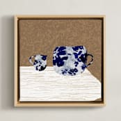 "Teacup with milk pitcher" - Art Print in Brown tea by Danushka Abeygoda - Framed Canvas