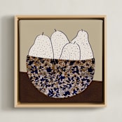 "Pear Bowl" - Art Print in Light beige by Danushka Abeygoda - Framed Canvas