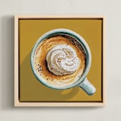 "From The Top 3" - Art Print in Yellow Ochre by Amber Piacentine - Framed Canvas