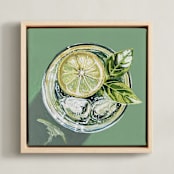 "From The Top 4" - Art Print in Sage Green by Amber Piacentine - Framed Canvas