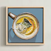 "From The Top 1" - Art Print in Dusty Blue by Amber Piacentine - Framed Canvas