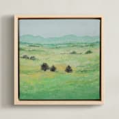 "Summer's Bloom" - Art Print in Minted Green by Laura Morris - Framed Canvas
