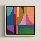"Shape of Memory: Night Swim" - Art Print in Midnight Blue by Poppy Dodge - Framed Canvas