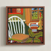 "Cozy Home" - Art Print in Yellow Ochre by Arrin Kartel - Framed Canvas