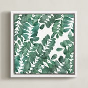 "Leafy Bowers" - Art Print in Emerald Green by Natalie Ryan - Framed Canvas
