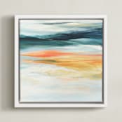 "Mineral Lake" - Art Print in Coral by Mya Bessette - Framed Canvas